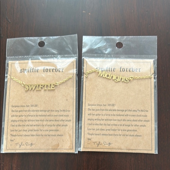 Swiftie Forever ‘Swiftie’ and ‘Midnights’ Gold Plated Necklaces NEW - Picture 2 of 9